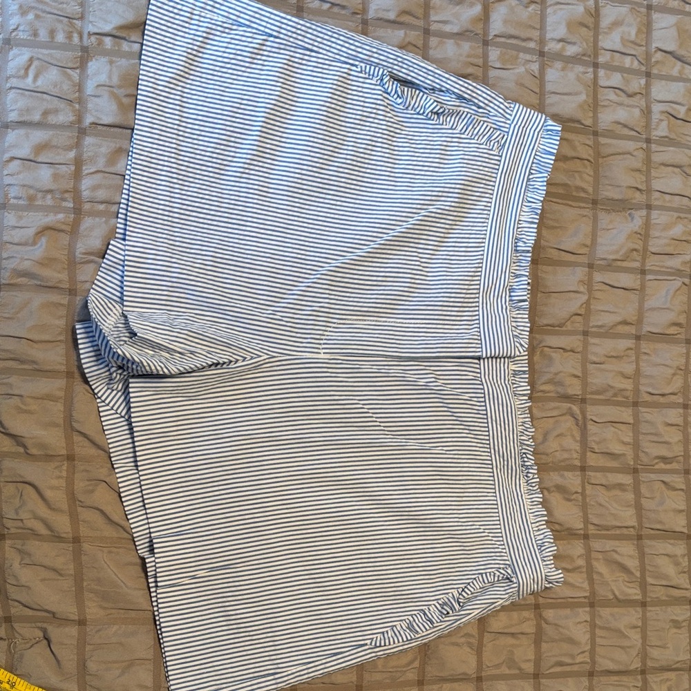 J. Crew Women's Seersucker Blue and White Striped Shorts